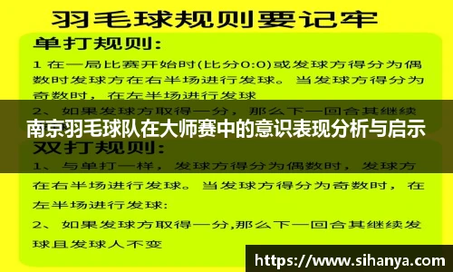 南京羽毛球队在大师赛中的意识表现分析与启示